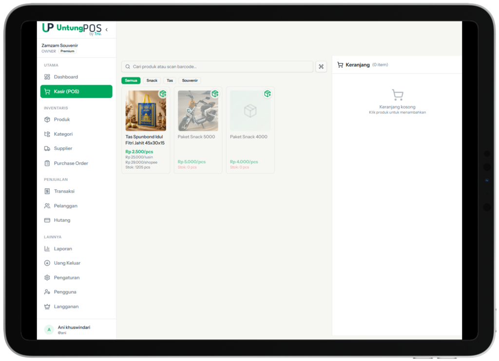 tampilan aplikasi untung pos